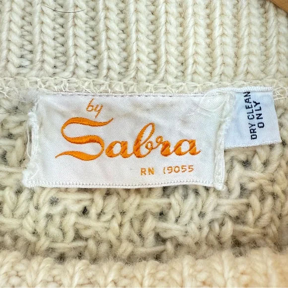 Vintage Cream Fisherman Wool Sweater Button Shoulder Chunky‎ Knit - Picture 5 of 5